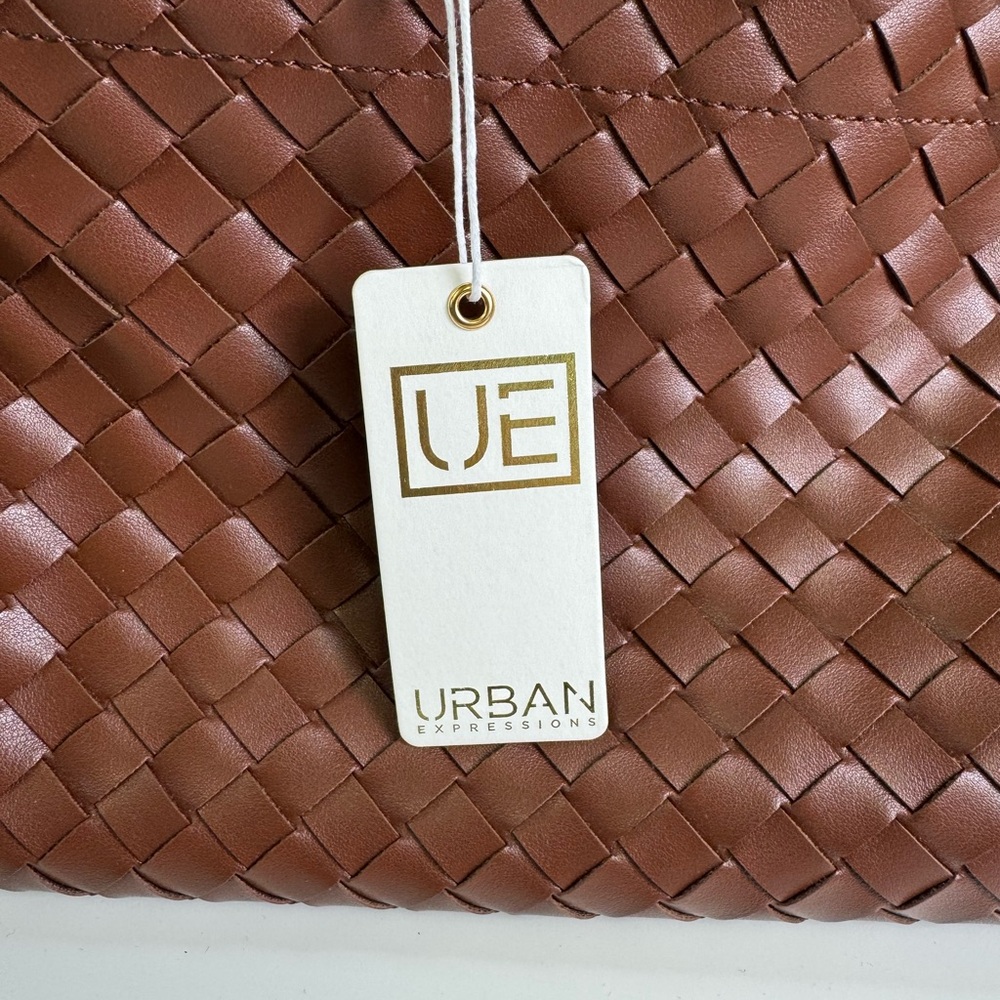 Urban Expressions Rhonda Woven Top Handle Bag in Chocolate Brown NWT - Picture 7 of 10